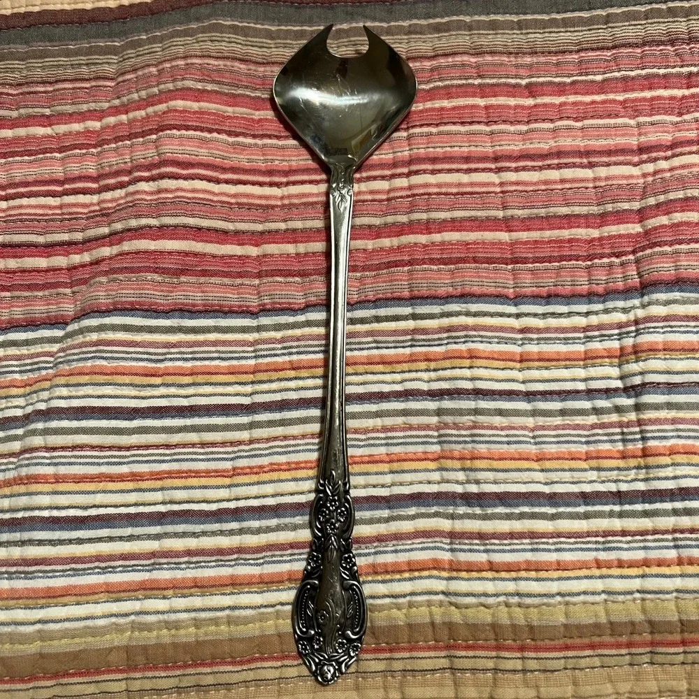 Vintage Springtime Stainless Japan Serving Spoon Ladle Unique Cut Out Serving